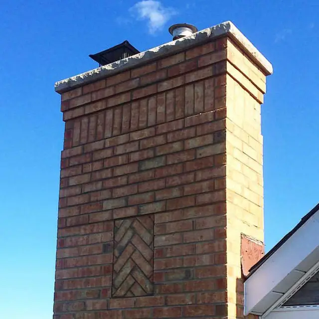 Close-up of freshly pointed chimney brickwork