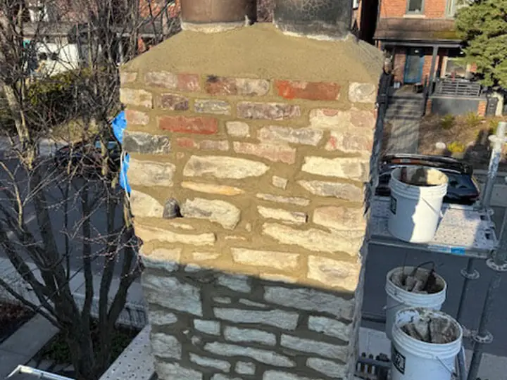 After: stone chimney